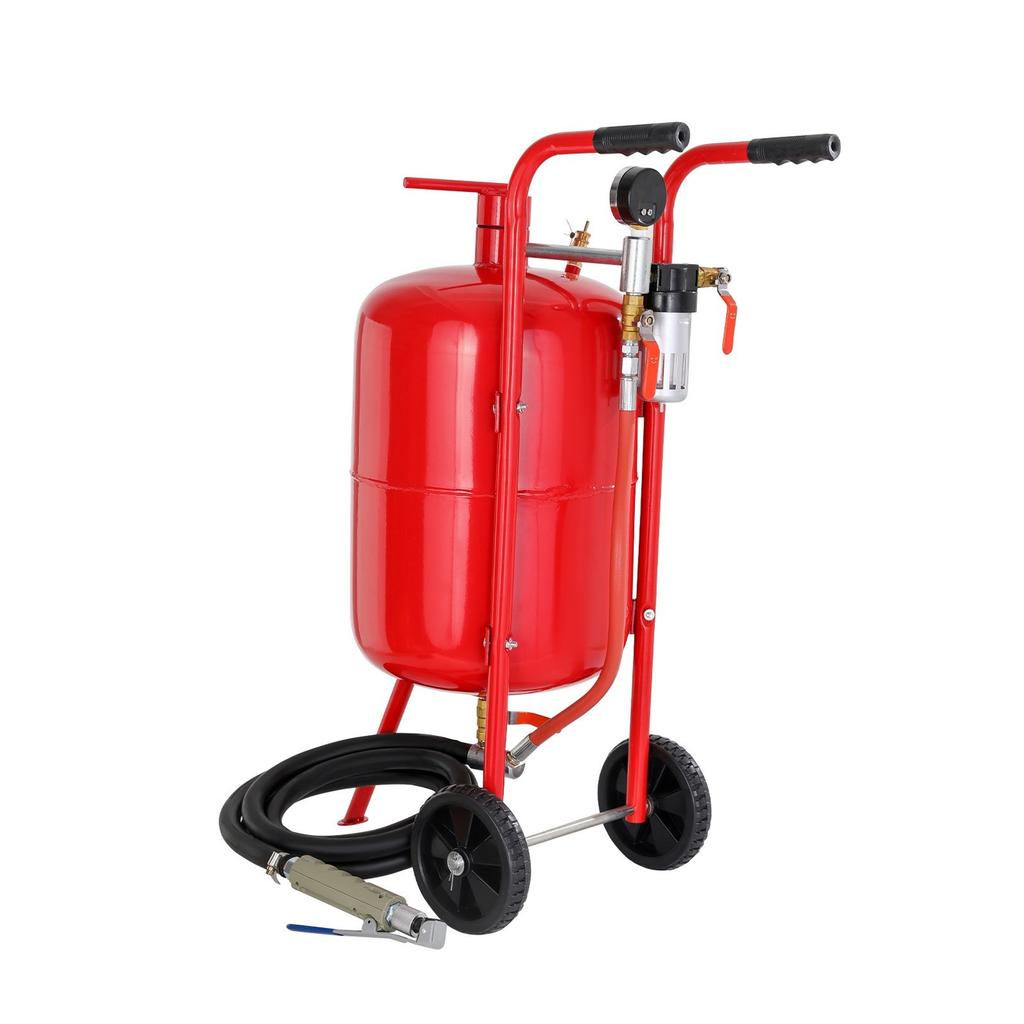Sablator de 10 Galloni/38L Echipat cu Supapă de Oprire duză Manometru duză duză ceramică Roți de cauciuc Sablare cu granule Nisip de sablare Sablare