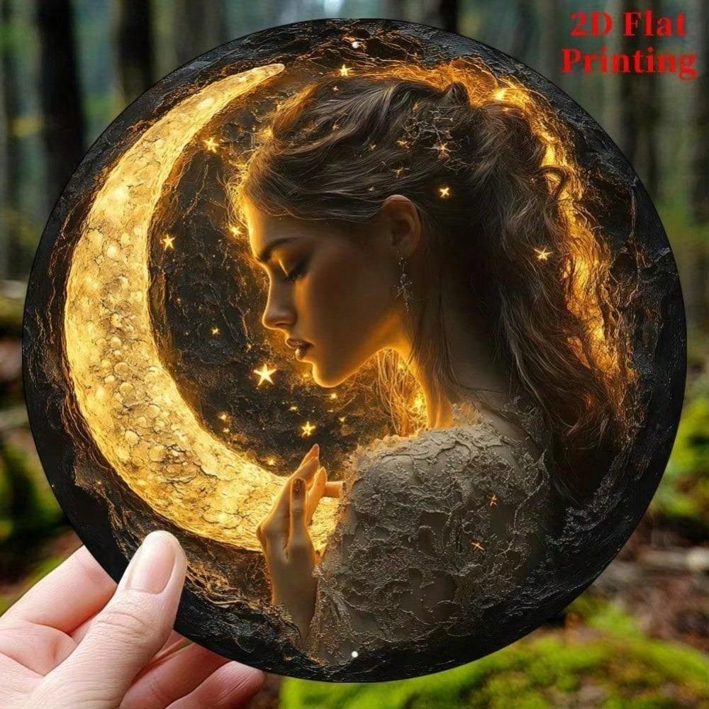 Moon Goddess Metal Art Wall Decor for Home Living Room Office Gift