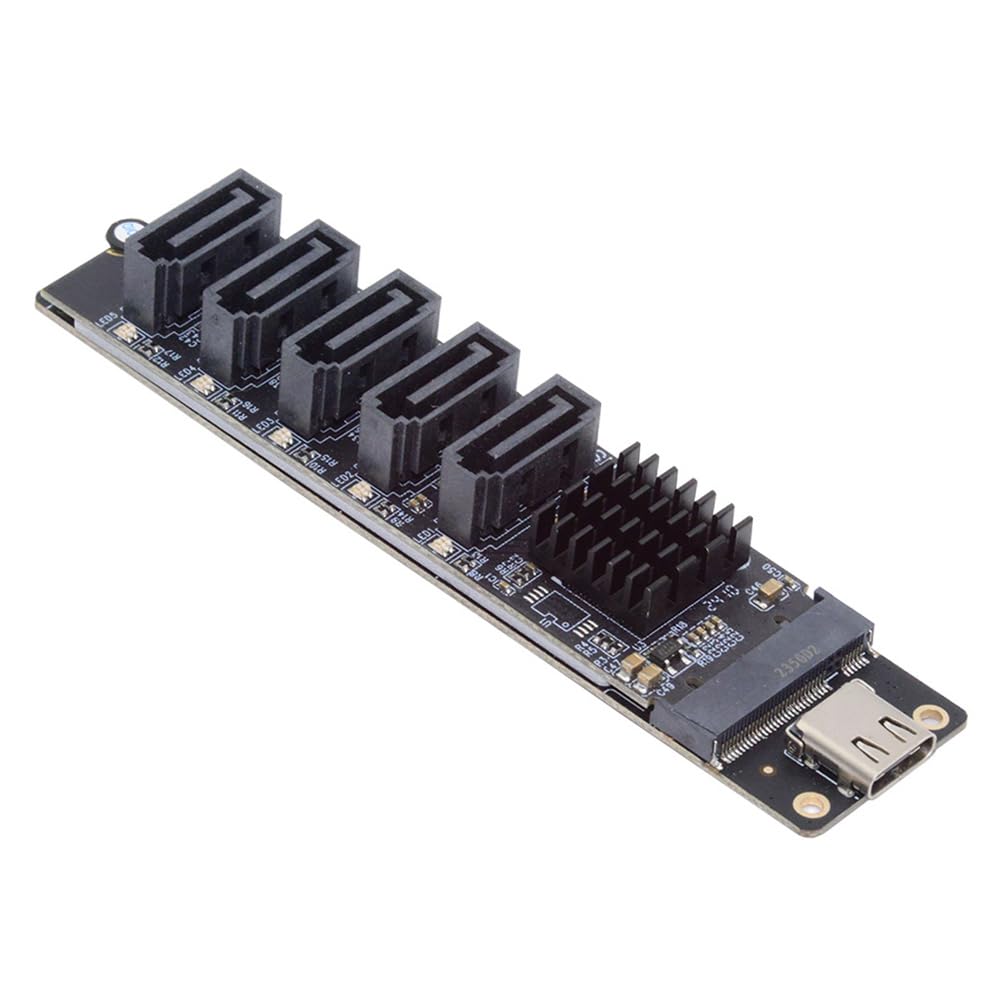 Cablecc 10Gbps auf 6Gbps NGFF Key SATA Adapter Konverter PM Port Multiplikator Wahlschalter JMB575 JMS580 USB-C 5-Port Type-C B+M
