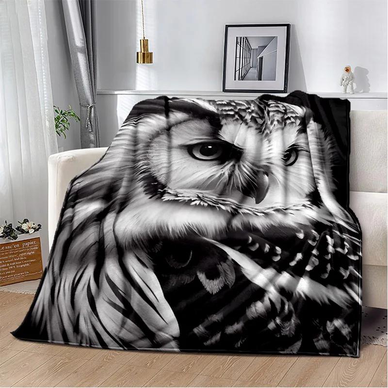 HD Colourful Cute Owl Cartoon Blanket,Soft Throw Blanket for Home Bedroom Bed Sofa Picnic Travel Office Rest Cover Blanket Kids