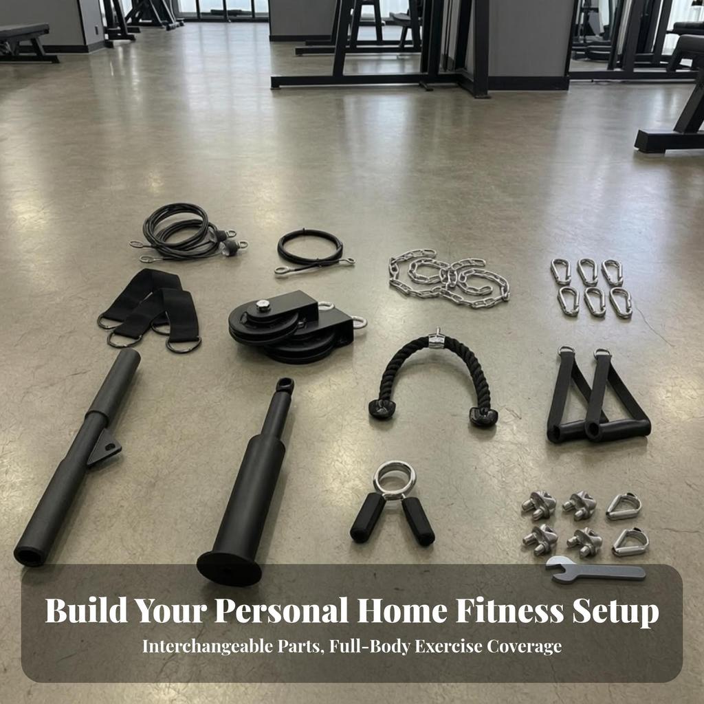 Pulley Cable Gym Attachment Adjustable Workout Handle Attachments Compact