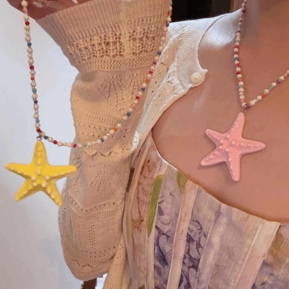 Beach Surfer Starfish Choker Bohemian Summer Clavicle Chain Fashion Starfish Necklace  Summer