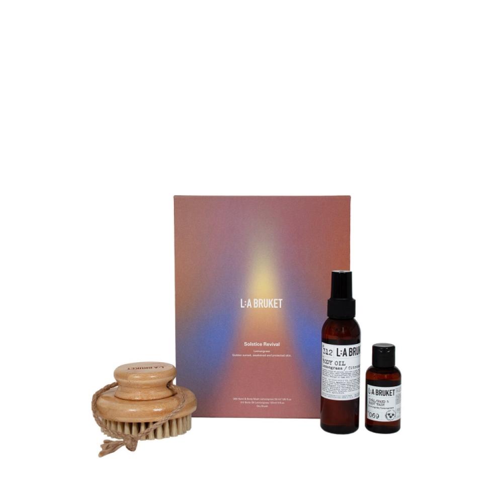 La Bruket Body Oil + Brush Set Lemongrass