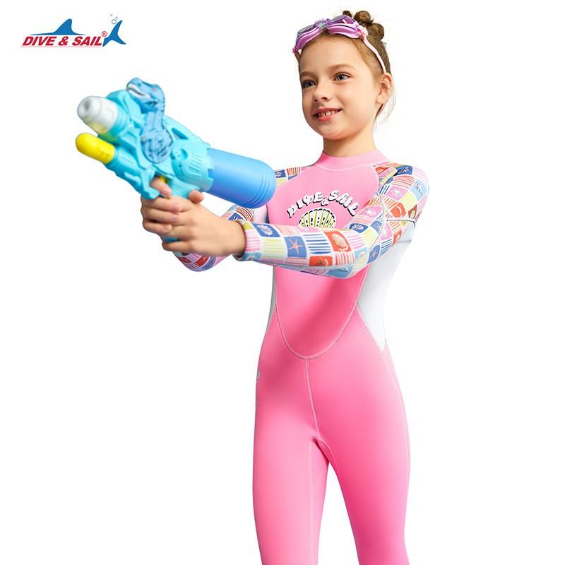 1.5mm Neoprene Kids Girls Fullsuit Wetsuit Snorkeling Swimming Surfing Jellyfish Protection Warm Water Sport