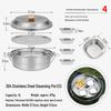 CLS 4.3L Stainless Steel Outdoor Steamer Pot - Portable for Rice, Noodles, Soup Cooking, with Steaming Basket