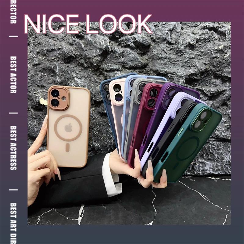 Desert Gold Luxury For Magsafe Wireless Charging Magnetic Case For Iphone 11 12 13 14 15 16 Pro Max Plus Matte Clear Armor Cover