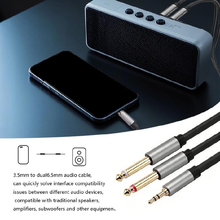 Universally 3.5mm Male To 6.35mm Male Stereo Cable Compatible for Speakers And Mixers Recording Studios Equipment