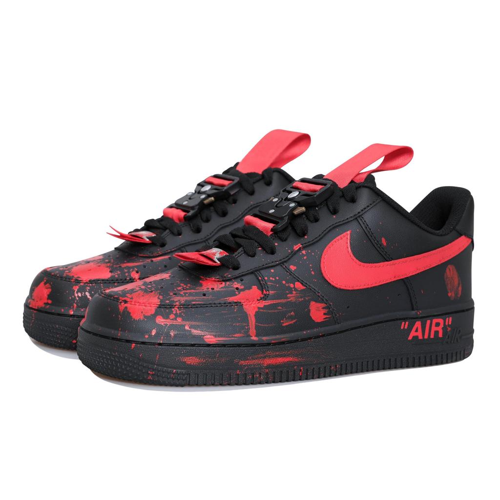 Nike Air Force 1 Crime Scene Slipbestendige Demping Lage Top Skateschoenen Unisex Zwart Rood CW2288-001(Team69-SBOX)