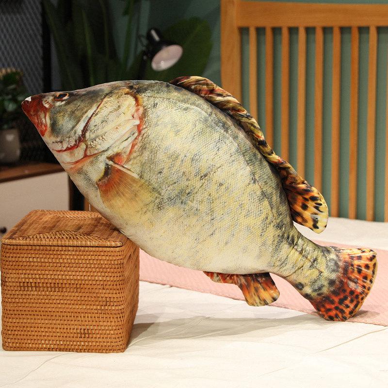 3D Crucian Carp Plush Toy & Grass Carp Mandarin Fish Pillow - Cat Teaser & Funny Cloth Doll