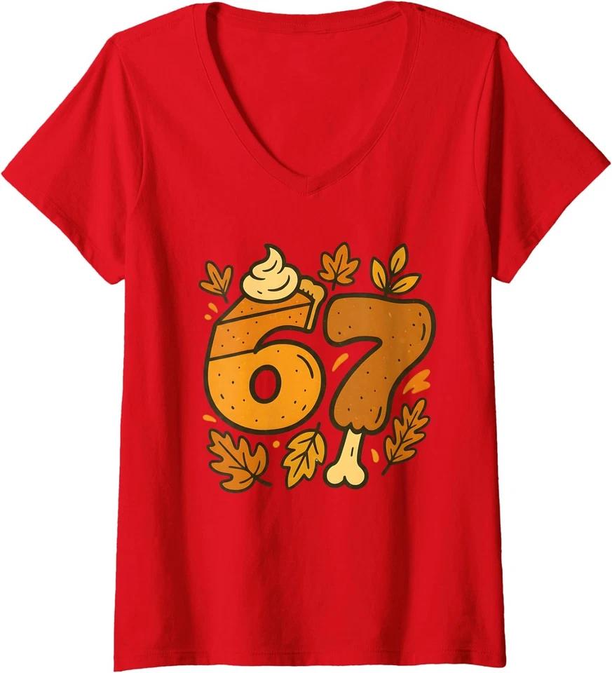 Six Seven Skeleton Hands Funny Christmas Ligths Ladies V-Neck Tshirt XL