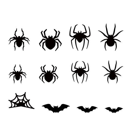 Ensemble d'autocollants Araignée Chauve-souris d'Halloween avec Lumières LED Améliorateur d'Atmosphère Effrayant Décorations Intérieur Extérieur