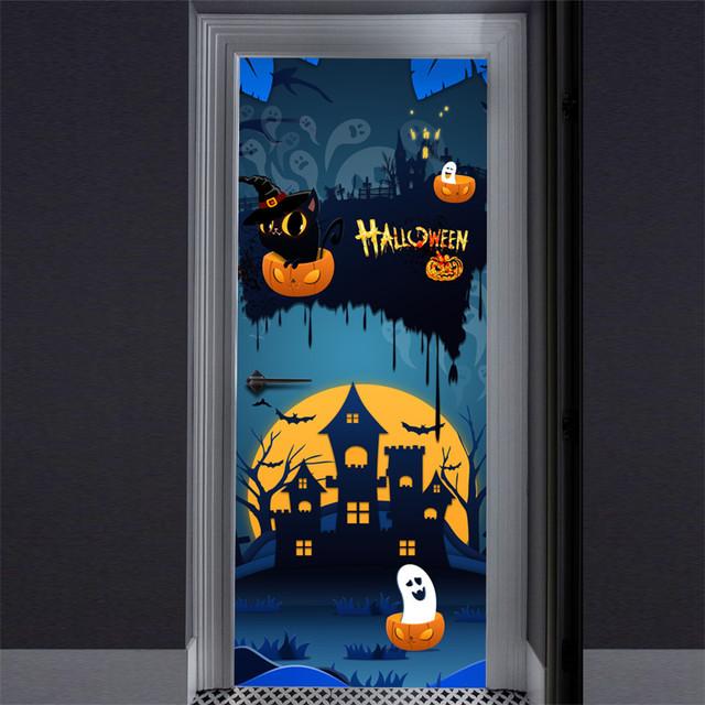 3D Gray Horror Wallpaper For Halloween Decoration Door Sticker Self-adhesive Waterproof PVC Wall Decal Party Decor Zombie Mural