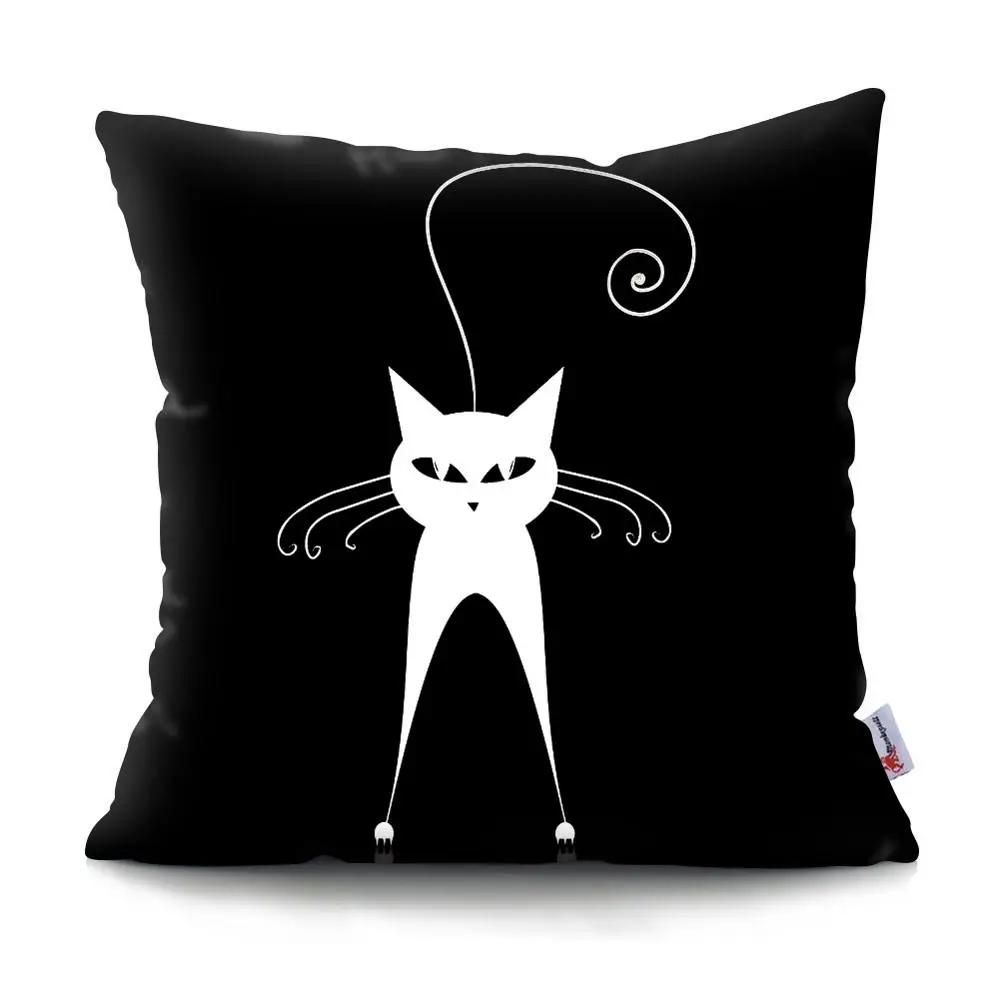 Black Cat Cushion Cover Pet  Sofa Bedroom Decoration Pillowcase Pattern   Case