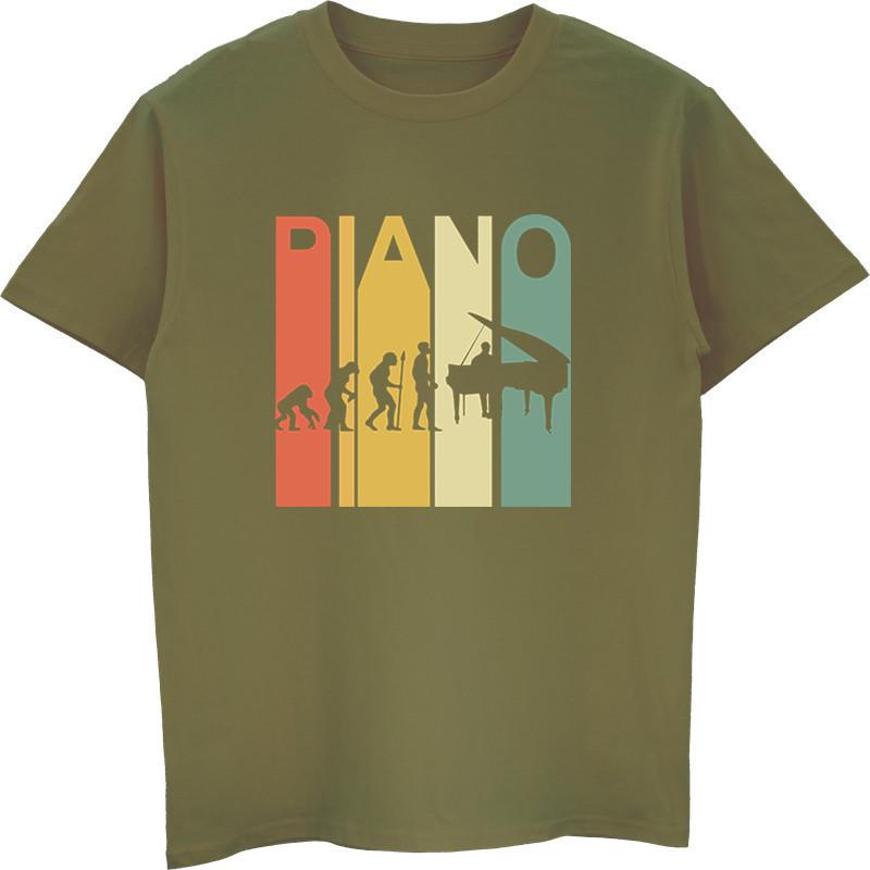 Vintage Retro Evolution Of Piano TShirt Unisex ONeck Short Sleeve Cotton T Shirt Hip Hop Tees Tops Harajuku Streetwear