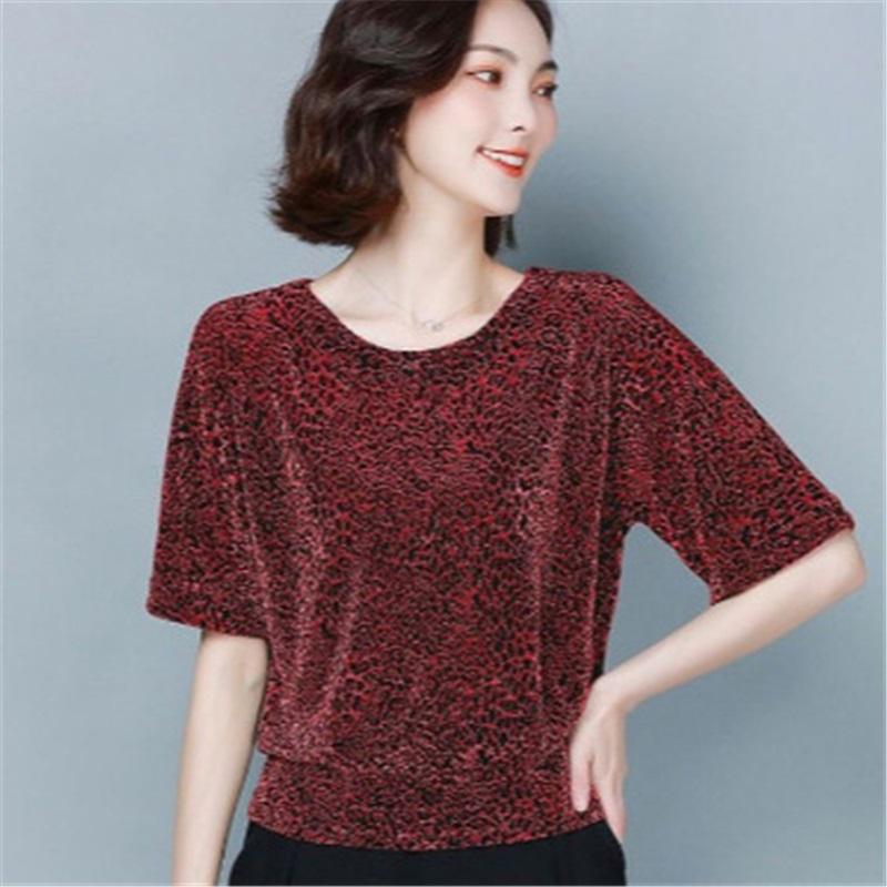 

Легкая Летняя Шелковая Футболка Свободного Кроя для Женщин, С Коротким Рукавом, Универсальный Топ из Ледяного Шелка, Лестный Дизайн для Скрытия Живота, Идеально Подходит для Повседневной Носки XXXL красный