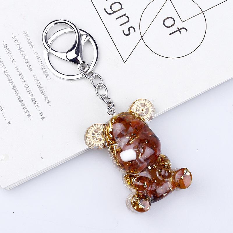 Crystal Resin Bear Keychain - Creative Hugging Bear Design for Car Keys
