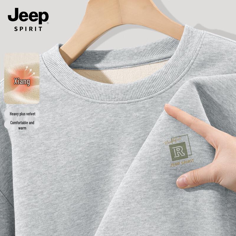 JEEP SPIRIT Herren 2025 Herbst/Winter Fleecegefüttertes Rundhals-Sweatshirt