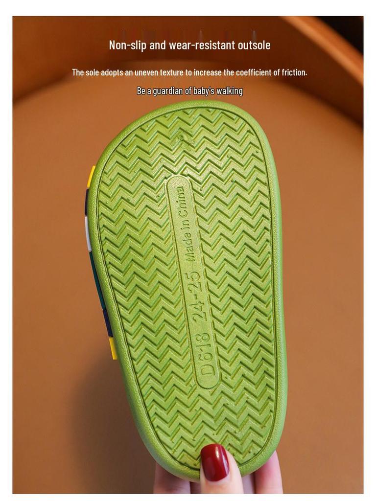 Rabbit & Dinosaur Kids' Cotton Slippers - Waterproof, Non-Slip, Thickened Cartoon Fur for Autumn & Winter. Suitable for Boys & Girls.