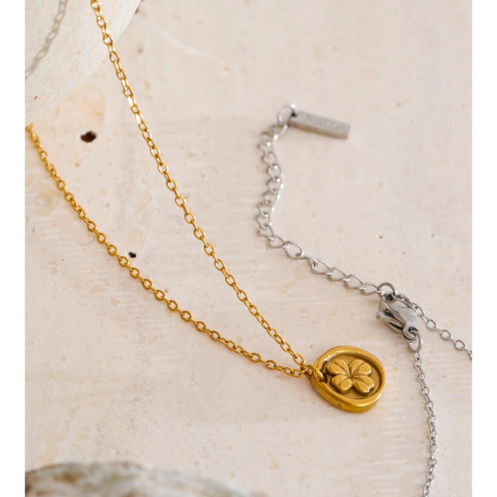 Eetit Stainless Steel Round Flower Necklace Pendant Chain Water Resistant Metal Individualistic Jewelry Wholesale