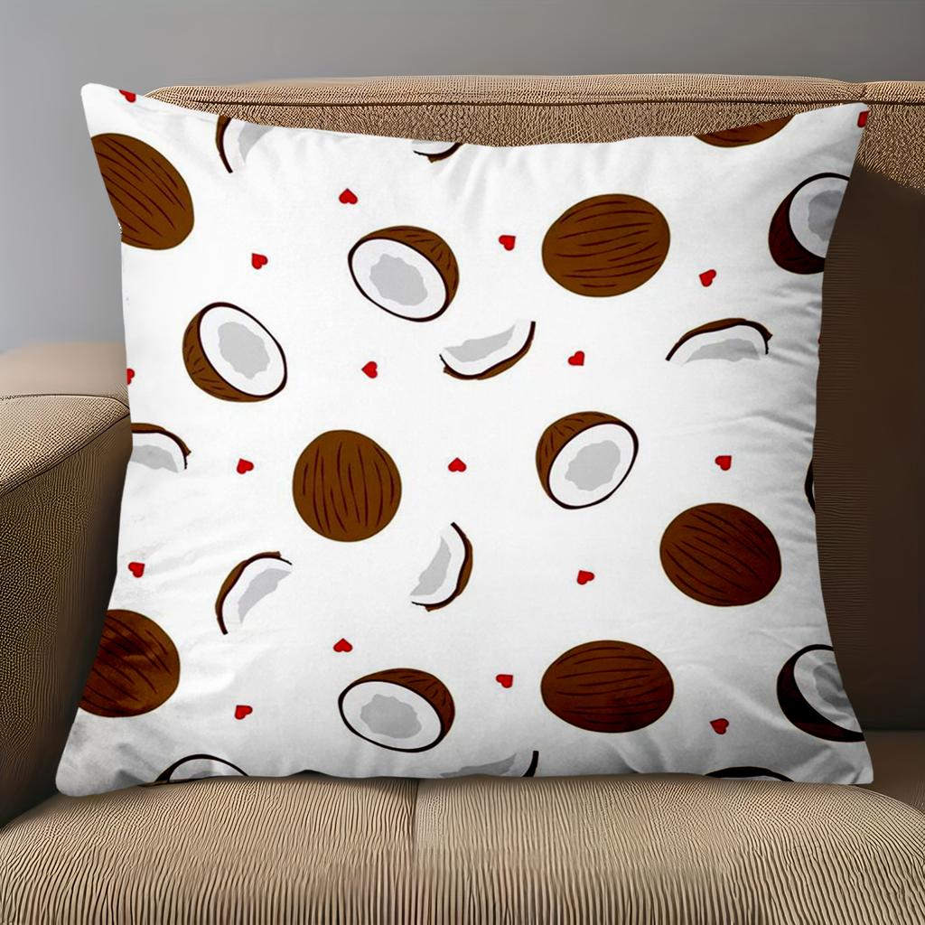 1 pieces -2D flat printing Coconut Patterned White Throw Pillow Cushions Polyester pillowcase, sofa decorative cushion cov