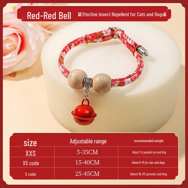Cat Flea & Mosquito Repellent Collar with Bell and New Year Neckerchief