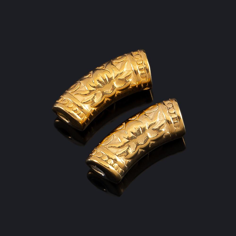 5pcs Stainless Steel Embossed Curved Tube Spacer Beads Necklace Charm Pendant Loose Beads Connectors DIY Jewelry Making Findings
