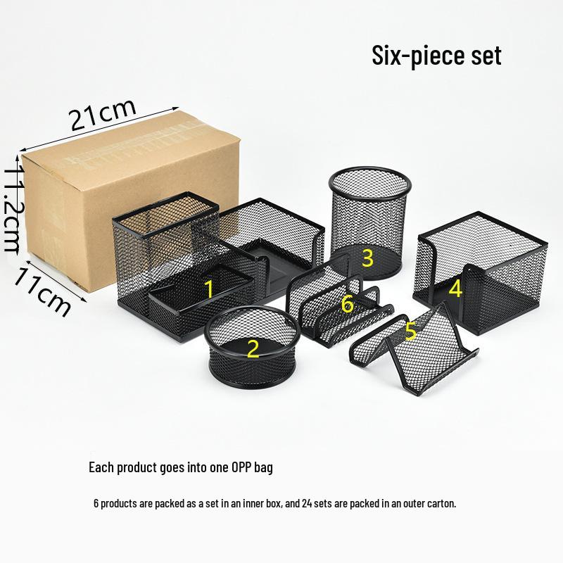Iron Mesh Multifunctional Pen Holder - Creative Desktop Stationery Organizer for Office & Student Use