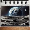 Wall Hanging with a Realistic Moon Surface, Including Craters, and a Large View of Earth