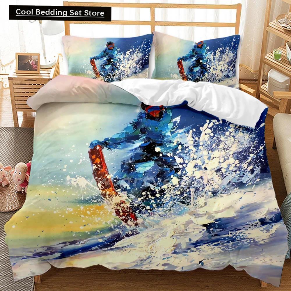 Comforter Skiing Snow Mountain Comforter Extreme Sports Game Polyester Snowboard Double Queen King Size