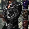 Men Shirt Long Sleeve Turn-down Collar Colorful Print Single-breasted Summer Top Men Clubwear