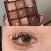 2024 Mocha Chocolate Eyeshadow Palette Pearl Glitter Finish Makeup 9 Colors Matte,