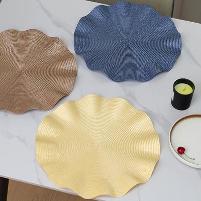 Round Braided Placemats Set Of 1 Place Mat Corrugated Edge For Dining Tables Woven Washable Non-Slip Table Mats 15 Inch