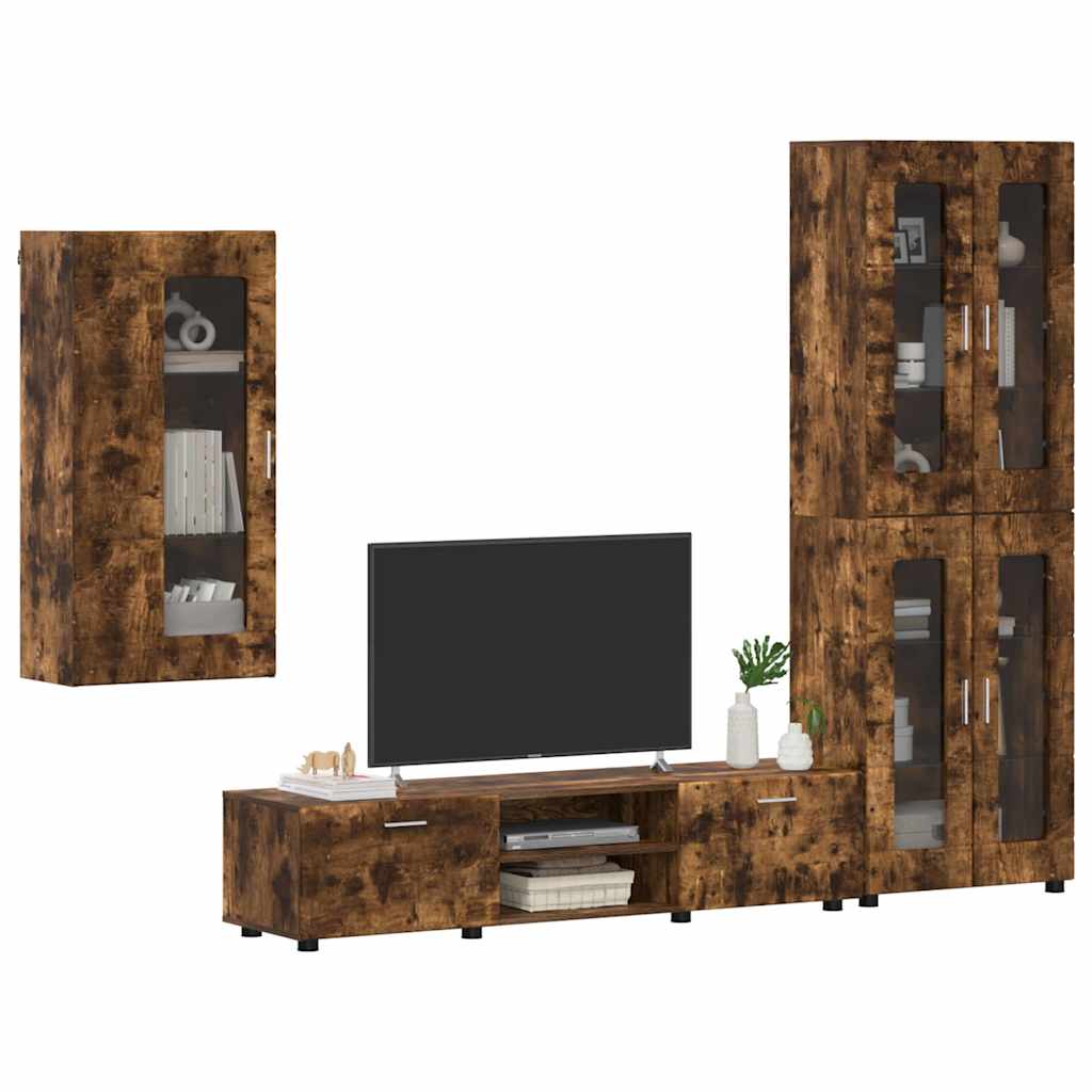 FLORIN 3 Piece TV Cabinet Set Smoked Oak Particleboard