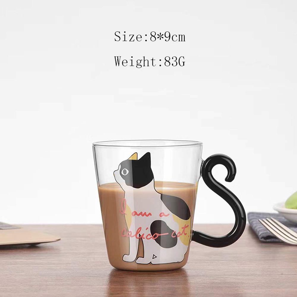 Creative For Home Office Heat Resistant Cat Tail Handle Glass Mug Handy Cup Glass Cup Breakfast Mug
