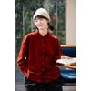 Women's Retro Red Cotton-Blend Casual Shirt