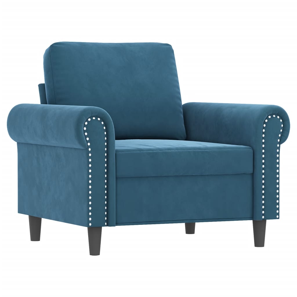 4-Cz. Relaxation Set With Cushions, Blue, Velvet