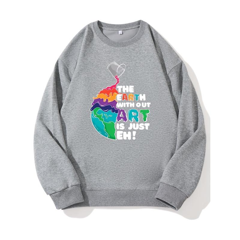 

ART Fashionable Printed Top, Autumn and Winter Casual Sportswear, Cotton Sweatshirt XXL слоновая кость