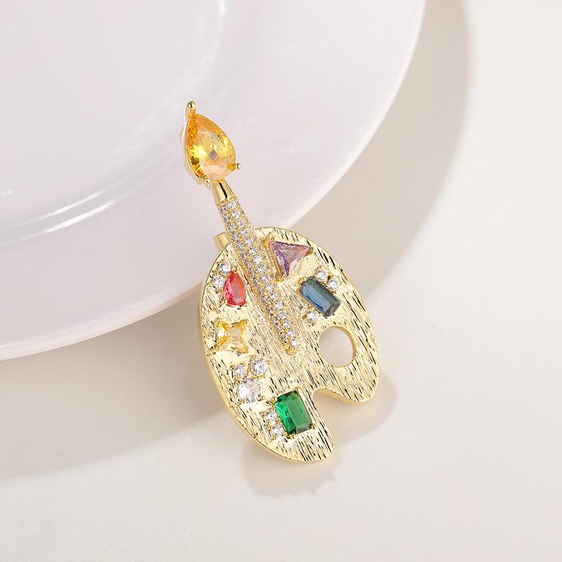 Bo Xin Yun Zirconia Color Palette Brooch - Creative Art Gift Pin & Clothing Accessory Corsage.