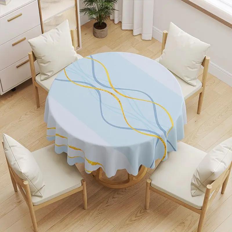 Round Coffee Tablecloth Waterproof Oil Resistant Washable PVC Tablecover Erasable Scald Resistant Minimalist Household Table Mat