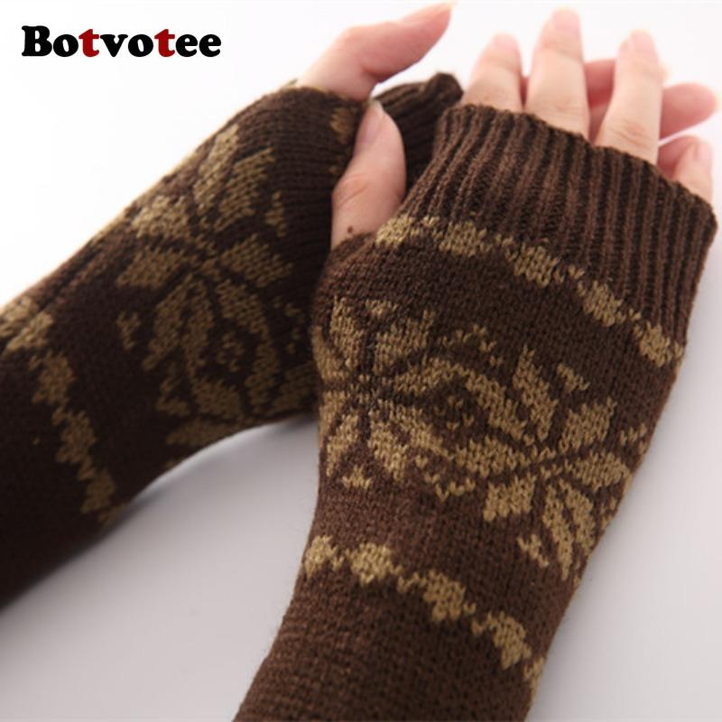 Botvotee Sleeves for Women Y2k Accessories Free Shipping Arm Warmers Korean Fashion Winter Knit Half Finger Fingerless Gloves