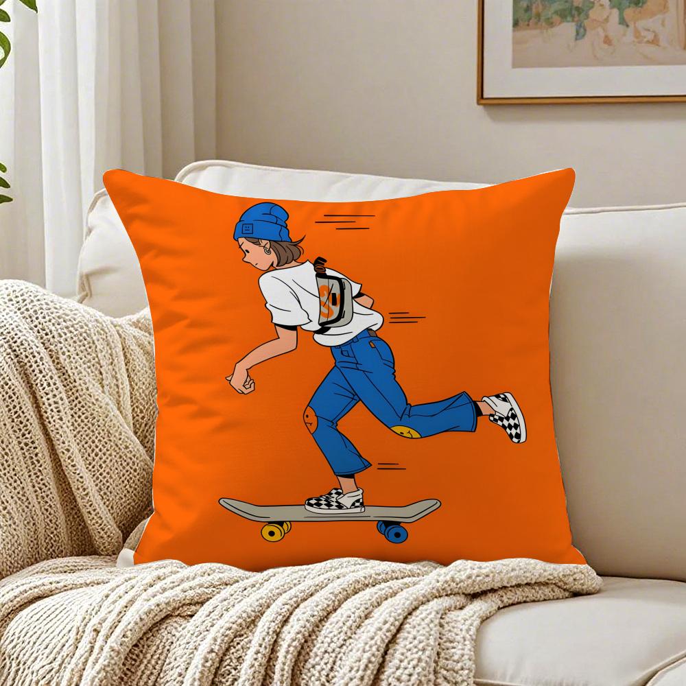 Fashion Graffiti Funny Sports Skateboarding Cushion Cover Pillowcase Antidustmite living Room Sofa Decor Cushion Room