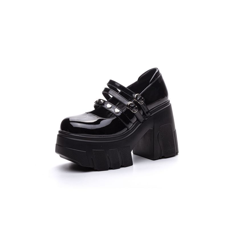 Fashion 11cm New Arrival Shallow Pumps with Chunky Heel and Wedge Sole, Perfect for Petite Princesses and Students