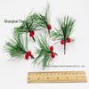 Artificial Pine Needle Greenery & Red Berry Bouquet for Holiday DIY & Gift Packaging