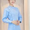 Women's Fashion Bias Lapel Standing Neck Long Sleeve Solid Color  Uniform Dresses
