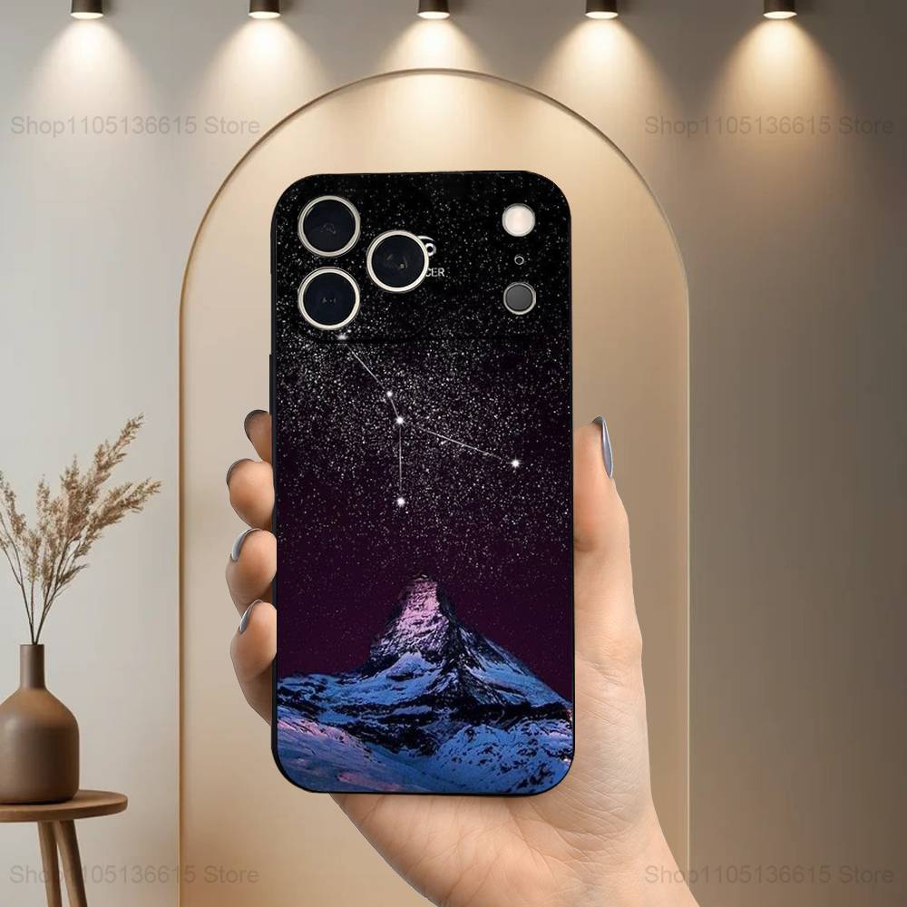 Constellation Art Twelve Case For iPhone 11,12,15,14,13,16,17,Plus,Pro Max,XS,X,XR,SE,Mini,8,7,Soft Silicone Black
