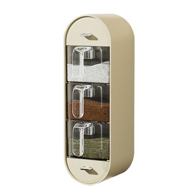 Wall Mounted Spice Box Plastic Punch Free Easy To Clean Wall Seasoning Box Set for Kitchen