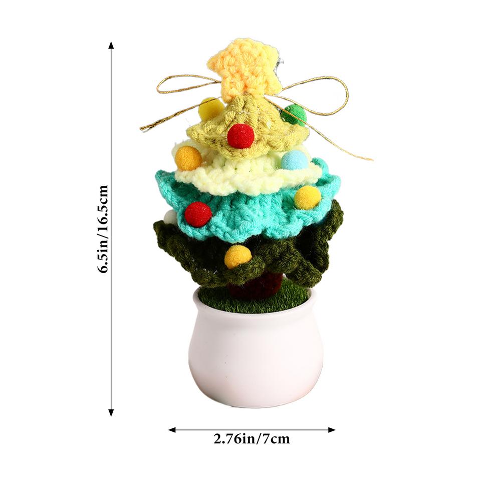 Knitted Christmas Tree  Portable Crochet Flowers Creative Knitted Ornament Handmade Artificial Flowers Crochet Christmas Decor