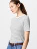 Uniqlo Japan Ribbed BoaT Neck T 5 minuTe Sleeve Border