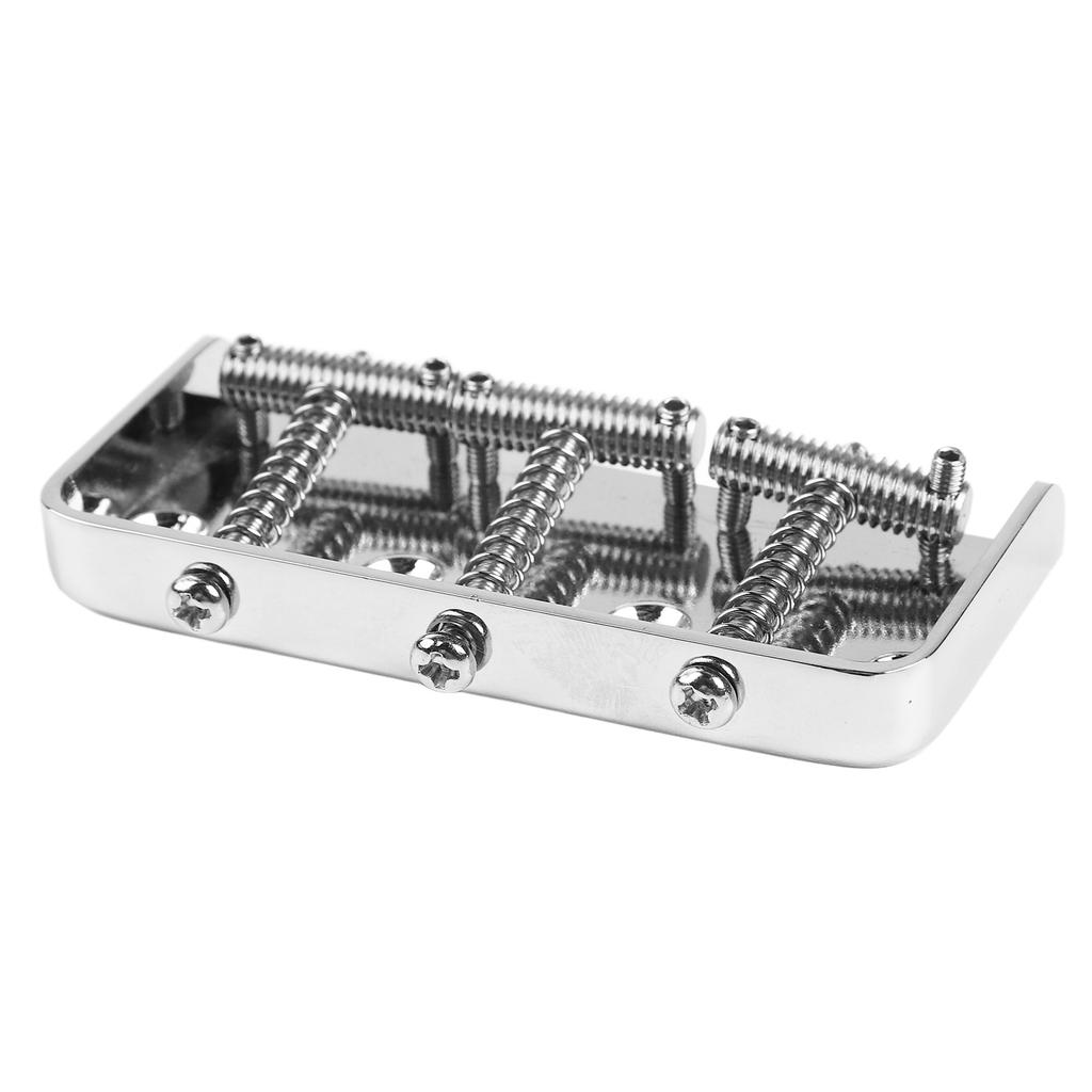 Metal Bass Bridge Chrome Metal High Hardness Noiseless Electric Guitar Bridge for Replacement