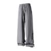 Summer Men's Ice silk Waterproof Pants Casual Zipper Can Tie Feet Solid Straight Elastic Waist Trousers Loose Daily Pants 5XL